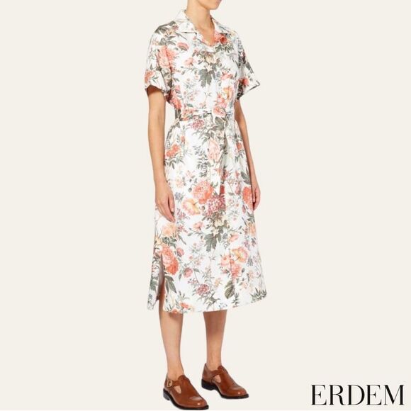ERDEM **NWT** Mayra Floral Shirtdress in White Floral Multi - Picture 6 of 14